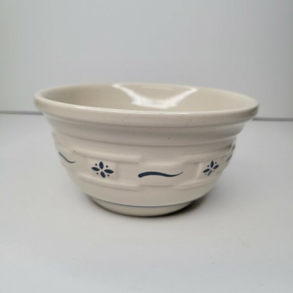 Longaberger Other - Longaberger Pottery Small Bowl Basketweave Blue Ivory Made In USA